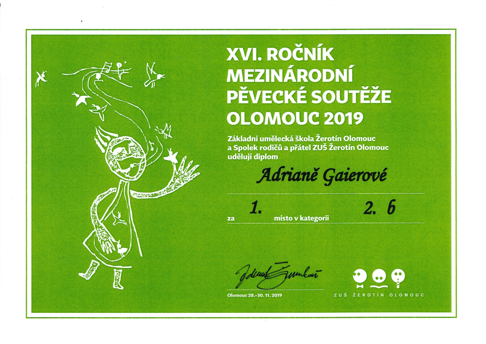 XVI. ročník mezinárodní pěvecké soutěže Olomouc 2019